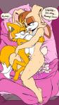 2_tails after_sex aftercare afterglow age_difference ahegao anthro anthro_on_anthro barefoot bed bedroom_eyes big_breasts blue_eyes bodily_fluids breast_play breast_suck breasts brown_hair cuddling cum dialogue dipstick_tail duo excessive_cum excessive_genital_fluids eye_contact feet female floppy_ears fur furniture genital_fluids genitals hair hand_on_head heart_eyes heart_symbol hug huge_breasts interspecies larger_female lipstick looking_at_another looking_pleasured makeup male male/female markings mature_anthro mature_female mommy_kink multi_tail multicolored_tail narrowed_eyes nipple_fetish nipple_play nipple_suck nude older_female penis predator/prey raised_tail seductive size_difference smaller_male smile speech_bubble sucking sweat sweatdrop sweating_profusely tail tail_aside tail_markings talking_to_another talking_to_partner tan_body tan_fur text thick_thighs white_body white_fur yellow_body yellow_fur young young_anthro younger_male fakeryway sega sonic_the_hedgehog_(series) miles_prower vanilla_the_rabbit canid canine fox lagomorph leporid mammal rabbit 2019 9:16 digital_media_(artwork) english_text hi_res