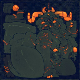 4_horns accessory ankh anthro areola arm_support barbell_piercing belly big_areola big_belly big_breasts big_tail biped black_areola black_body black_breasts black_ears black_eyes black_fur black_lips black_tail border breasts claw_fingers claws crooked_tail curved_horn dark_areola dark_body dark_fur digitigrade dotted_background dotted_border eyelashes facial_piercing female fluffy fur fur_tuft furgonomics glistening glistening_arms glistening_body glistening_breasts glistening_eyes glistening_fur glistening_legs glistening_lips glistening_shoulders glistening_tail glistening_thighs horn huge_areola huge_breasts huge_tail huge_thighs jewelry kneeling leaning leaning_forward lip_piercing lips long_eyelashes looking_at_viewer monotone_body monotone_fur monotone_tail mouth_closed multi_horn nipple_piercing nipples nose_piercing nose_ring nude nude_anthro nude_female orange_claws orange_horn orange_sclera pattern_background pattern_border piercing ring ring_piercing simple_background slightly_chubby slightly_chubby_anthro slightly_chubby_female tail tail_accessory tail_jewelry tail_ring tail_tuft thick_thighs three-quarter_view tuft baranarts unknown_species 1:1 2026 digital_drawing_(artwork) digital_media_(artwork) english_description