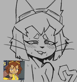 ahegao anthro bite biting_lip biting_own_lip blush bodily_fluids breasts cross-eyed eyewear eyewear_only female female_anthro goggles goggles_only hair heart_tail looking_pleasured nude self_bite solo sweat tail teary_eyes teeth whiskers bmoments846 gameoverse glitch_productions kit_bodega domestic_cat felid feline felis mammal 2026 bust_portrait greyscale monochrome portrait