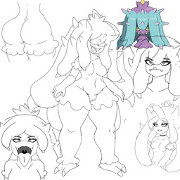 3_toes 4_fingers anthro breasts butt disinterested eyeshadow feet female fingers genitals makeup nude open_mouth short_stack small_breasts solo teeth thick_thighs toes tongue tongue_out vulva regislowstart spring_art nintendo pokemon generation_7_pokemon humanoid mareanie pokemon_(species) digital_media_(artwork) hi_res sketch