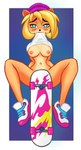 anthro beanie bedroom_eyes big_breasts blonde_hair bottomless breasts clothed clothing female green_eyes hair hat headgear headwear heart_eyes heart_symbol looking_at_viewer narrowed_eyes nipples presenting seductive skateboard smile solo spread_legs spreading vehicle wide_hips hungy_ns activision crash_bandicoot_(series) coco_bandicoot totally_tubular_coco bandicoot mammal marsupial absurd_res hi_res