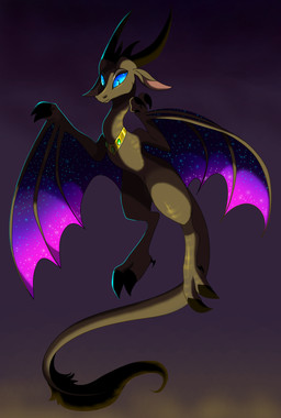 blue_eyes cosmic_wings curved_horn female feral flying horn smooth_horn solo tail plaguedogs123 european_mythology mythology dragon mythological_creature mythological_scalie scalie western_dragon wyvern absurd_res hi_res