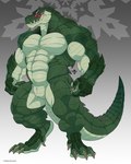 abs animal_genitalia anthro blue_eyes blush claws genital_slit genitals male muscular muscular_anthro muscular_male pecs scales scar sharp_teeth solo tail teeth narram lustful_desires talon_(lustful_desires) crocodilian reptile scalie 2024 hi_res