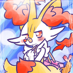 ambiguous_anthro ambiguous_gender anthro bandage bandage_on_face bandage_on_nose biped blush closed_smile food holding_bag looking_at_viewer mouth_closed object_in_tail shrimp_(food) simple_background smile solo standing tail annyui0611 nintendo pokemon braixen canid generation_6_pokemon mammal pokemon_(species) 1:1 2022 digital_drawing_(artwork) digital_media_(artwork) half-length_portrait japanese_description portrait translated_description