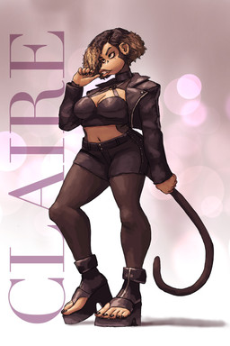 5_fingers 5_toes anthro black_body black_fur black_hair boots bottomwear breasts cleavage clothed clothing crop_top ear_piercing ear_ring feet female fingers footwear fur hair highlights_(coloring) jacket leather leather_clothing leather_jacket leather_topwear lips markings midriff mole_(marking) nails navel piercing ring_piercing sharp_nails shirt shoes short_hair shorts solo standing thick_lips thick_thighs toeless_boots toeless_footwear toes topwear redustheriotact claire_(redustheriotact) haplorhine mammal monkey primate 2023 absurd_res hi_res