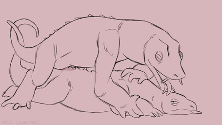 ambiguous/ambiguous ambiguous_gender animal_genitalia bodily_fluids cloaca cloacal cloacal_masturbation drooling duo fangs feral french_kissing genitals grinding humping intraspecies kissing looking_pleasured masturbation pinned rubbing saliva saliva_on_face spines tail teeth tongue lycaenops lizard reptile scalie 16:9 animated hi_res monochrome no_sound short_playtime video widescreen