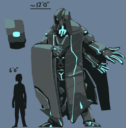 1_eye 2_thumbs 3_fingers 4_arms anthro cape clothing fingers glowing glowing_eyes glowing_hands glowing_markings hooded_robe machine male markings metallic_body metallic_clothing multi_arm multi_limb robe size_reference solo solo_focus v_marking x_marking y_marking verdrusk anon vx_(verdrusk) ancilla_(halo) robot hi_res model_sheet