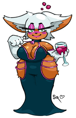 alcohol anthro bedroom_eyes belly beverage big_breasts big_ears black_clothing black_dress breasts bubble cleavage clothed clothing dress drunk drunk_bubble eyelashes female fingers fur glistening_eyelids gloves handwear holding_object huge_breasts huge_hips lipstick long_eyelashes makeup mature_anthro mature_female narrowed_eyes overweight overweight_female overweight_humanoid seductive shortstack shortstack_female solo substance_intoxication white_body white_fur wide_hips squishkitt sega sonic_the_hedgehog_(series) rouge_the_bat bat humanoid mammal hi_res