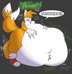 after_vore anthro belly big_belly burping dialogue digestion_noises fully_inside hand_on_belly hand_on_own_belly hands_on_belly hands_on_own_belly huge_belly male obese obese_anthro obese_male open_mouth oral_vore overweight overweight_anthro overweight_male same_size_vore solo speech_bubble thick_thighs vore weight_gain g00eygutz sega sonic_the_hedgehog_(series) miles_prower canid canine fox mammal absurd_res hi_res