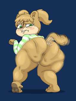 anthro bangs bareback barefoot big_butt bite biting_lip blush blush_lines bottomless brown_body brown_fur buckteeth butt butt_ripples chubby_cheeks clapping clothed clothing dancing embarrassed featureless_crotch feet female frown fur fur_markings green_eyes hair inner_ear_fluff jiggling lips loli looking_back markings motion_blur motion_lines multicolored_body multicolored_fur narrowed_eyes overweight partially_clothed pattern_clothing pawpads paws pigtails popliteal_fossa presenting presenting_hindquarters raised_tail shaking shaking_butt shirt shirt_only shortstack simple_background slightly_chubby slightly_chubby_female solo striped_body striped_clothing striped_fur stripes tail tail_markings tail_motion tail_tuft tailwag tan_body tan_fur teeth thick_bottom_lip thick_thighs topwear topwear_only transparent_background tuft twerking two_tone_body two_tone_fur wide_hips young pillothestar alvin_and_the_chipmunks alvin_and_the_chipmunks_(live-action) eleanor_miller chipmunk ground_squirrel mammal rodent sciurid absurd_res alpha_channel hi_res