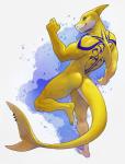 anthro butt furgonomics furry-specific_piercing looking_at_viewer looking_back male markings muscular muscular_anthro muscular_male nude piercing smile solo tail tail_piercing khuraji fish marine shark hi_res