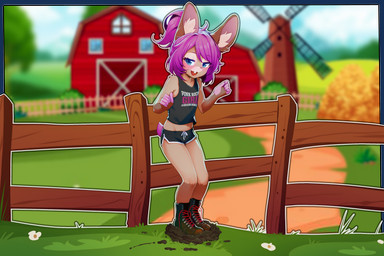 5_fingers anthro barn big_ears biped boots bottomwear clothing day eyebrows eyelashes farm feces feces_on_footwear feces_pile feces_smear female fence field fingers flower footwear front_view gloves_(marking) grass happy hotpants humanoid_hands inner_ear_fluff leg_markings looking_at_viewer markings medium_hair midriff navel open_mouth picket_fence plant plantigrade pointy_ears prick_ears scatplay shirt shoes shorts shrub skimpy_bottomwear socks_(marking) solo standing_in_feces tank_top teeth tongue topwear tree tuft windmill young young_anthro young_female sicmop henryka_(hendric) domestic_rabbit dwarf_rabbit lagomorph leporid mammal oryctolagus rabbit 3:2 absurd_res hi_res