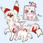 blush duo female feral fur male pink_body pink_fur pink_scarf romantic romantic_couple scarf smile tan_body tan_fur white_body white_fur bloowolfy nintendo pokemon marie_(bloowolfy) eeveelution espeon generation_2_pokemon pokemon_(species) umbreon 2023 hi_res