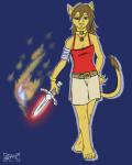 anthro clothed clothing dagger female fire fireball jewelry magic melee_weapon simple_background smile solo weapon glitch- glitchworks raziya_(racheltheseeker) felid lion mammal pantherine digital_media_(artwork)