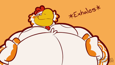 anthro beak belly big_beak big_belly biped feathers floating_eyebrows hand_on_belly happy male markings monotone_background nipples nude obese obese_anthro obese_male orange_background orange_markings overweight overweight_anthro overweight_male simple_background smile solo toony white_body white_feathers yellow_beak wizzdono coco_(wizzdono) avian bird chicken galliform phasianid 16:9 2024 animated flat_colors hi_res short_playtime signature sound video watermark widescreen
