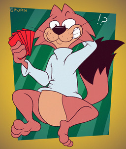 anthro black_eyes black_nose black_tail card clothing exclamation_point eyebrows front_view fur hand_behind_head hand_behind_own_head holding_card holding_object looking_at_card looking_at_object male multicolored_body multicolored_fur pink_body pink_ears pink_fur pink_tail playing_card question_mark raised_eyebrow sitting solo sweater tail tan_body tan_fur text toony topwear two_tone_body two_tone_fur two_tone_tail whiskers white_clothing white_sweater white_topwear gavanzude hanna-barbera top_cat_(series) choo-choo_(top_cat) domestic_cat felid feline felis mammal 2024 artist_name digital_media_(artwork) hi_res
