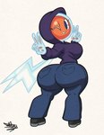 big_butt bottomwear butt clothing denim denim_bottomwear denim_clothing female jeans not_furry pants pokemorph solo tansau nintendo pokemon generation_4_pokemon humanoid normal_rotom pokemon_(species) pokemon_humanoid rotom 2022 hi_res