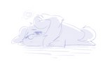 ambiguous_gender ears_down feral lying on_front pivoted_ears simple_background sleeping solo thought_bubble white_background ulitochka canid canine canis domestic_dog mammal blue_and_white digital_media_(artwork) monochrome sketch