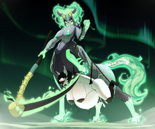 abdominal_bulge anthro aura belly belly_riding big_breasts black_hair black_nipples bodily_fluids bone bound breasts bulge chain chain_leash chained cum cum_inside desert dominant dominant_gynomorph dominant_intersex dominant_taur duo ectoplasm ejaculating_on_another ejaculation female genital_fluids glowing glowing_markings green_aura green_eyes grey_body gynomorph gynomorph/female gynomorph_penetrating hair hooves horn inflated_belly inflation intersex intersex/female intersex_penetrating leaf-nosed leash markings melee_weapon nipples penetration polearm scythe sex skull skull_head taur_penetrating weapon white_body schorl soleilly bat equid equine horse mammal microbat taur vampire yangochiropteran hi_res