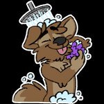 anthro bathing bubble bubble_censorship convenient_censorship eyes_closed male nude showering smile solo sponge tongue tongue_out water tinydeerguy matt_riskely canid canine canis domestic_dog mammal 1:1 alpha_channel censored