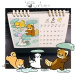 black_eyes brown_body brown_fur calendar chibi daww dot_eyes empty_eyes eyes_closed feral flower fur group june_(month) kemono number partially_submerged plant puddle real simple_eyes tongue tongue_out water white_body white_fur shi_nominmin ailurid canid canine canis domestic_dog mammal mustelid musteline red_panda stoat true_musteline weasel 1:1 2021 absurd_res hi_res