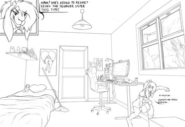 anal_beads anime_figure anthro bed big_penis book bottomwear cleaning_tool clothing computer computer_mouse controller cuff_(restraint) desk dildo dominant dominant_intersex door electronics femboy figurine foreskin furniture furniture_lamp game_controller gaming_chair genitals growth handcuffs headphones huge_penis humanoid_genitalia humanoid_penis hyper hyper_genitalia hyper_penis intersex keyboard lamp laptop maid_uniform male metal_cuffs micro monitor mop muscular muscular_anthro muscular_male penis pillow plushie poster restraints sex_toy sex_toy_background shackles shrinking size_transformation skirt solo table text toy transformation uniform window jakethegoat beastars jakethegoat_(character) bovid canid canine canis caprine deer goat mammal wolf absurd_res comic english_text hi_res monochrome incest_(lore) nonbinary_(lore)
