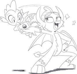2_horns 3_toes 4_fingers anthro camera clothing duo eyebrows eyewear eyewear_on_head fangs feet female fingers goggles goggles_on_head half-closed_eyes horn male narrowed_eyes open_mouth open_smile pose simple_background smile spikes star tail teeth toes uniform white_background wings wonderbolts_uniform nauyaco european_mythology friendship_is_magic hasbro my_little_pony mythology smolder_(mlp) spike_(mlp) dragon mythological_creature mythological_scalie scalie western_dragon 2022 greyscale hi_res monochrome