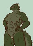 anthro breasts female genitals green_hair hair hornless mature_female multicolored_body muscular muscular_female nipples pussy simple_background solo tail thick_thighs two_tone_body wide_hips yellow_eyes tolerain mythology valyrie_(tolerain) dragon mythological_creature mythological_scalie scalie absurd_res hi_res