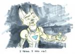 4_fingers abstract_background anthro armor dialogue dipstick_ears ear_markings eyebrows fingers machine male multicolored_ears open_mouth outstretched_arm power_armor raised_eyebrow solo text ky-jane disney marvel zootopia iron_man nick_wilde canid canine fox mammal red_fox true_fox 2016 colored_sketch english_text half-length_portrait hi_res marker_(artwork) portrait signature sketch traditional_media_(artwork)