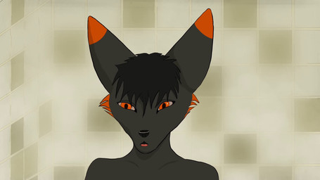 animal_genitalia anthro balls bathroom big_ears black_body black_fur black_hair black_nose erection fur genitals hair handjob male masturbation orange_body orange_eyes orange_fur penile penis pink_penis public_shower sex solo frozen_autumn canid canine fennec_fox fox mammal true_fox 16:9 animated digital_media_(artwork) hi_res no_sound short_playtime video widescreen