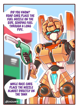 black_body blue_body blue_eyes blurred_background dialogue female gas_nozzle gas_pump gas_station machine mecha mouthless multicolored_body orange_body sky solo talking_to_viewer text visor visor_eyes white_body yellow_body saizuart metal_cardbot tachy_(metal_cardbot) cheetah felid feline humanoid mammal robot robot_humanoid 2026 digital_drawing_(artwork) digital_media_(artwork) english_text hi_res