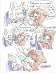 anthro female female/female grope kiss_on_lips kissing simple_background white_background banjokazoo123 sega sonic_the_hedgehog_(series) fan_character rouge_the_bat bat mammal comic hi_res traditional_media_(artwork)