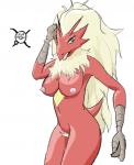 anthro blue_eyes breasts female hair happy naughty_face navel nipples non-mammal_breasts non-mammal_nipples nude open_mouth pubes simple_background solo tongue tongue_out white_background white_hair white_pubes xela_(artist) nintendo pokemon avian bird blaziken generation_3_pokemon pokemon_(species) digital_media_(artwork)