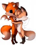 ambiguous_gender anthro duo horn hug insect_wings membrane_(anatomy) membranous_wings pregnant romantic romantic_couple wings feline-fattale taleir canid canine fox mammal red_fox true_fox hi_res