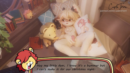 3_toes 3d_fluid_sim 4_fingers advertisement anal anal_orgasm anal_penetration anthro anthro_penetrated antlers anus arm_tuft balls big_penis blonde_hair bodily_fluids body_pillow book bouncing_penis brown_antlers brown_body brown_eyes brown_fur butt cellphone cheek_tuft chest_tuft christmas_tree closed_smile cum cum_on_leg cum_while_penetrated cumshot dakimakura dakimakura_pillow detailed_background duo ejaculation elbow_tuft electronics erection excessive_cum excessive_genital_fluids facial_tuft feet fingers fur furniture genital_fluids genitals gift glans glistening glistening_balls glistening_genitalia glistening_glans glistening_penis hair half-erect hands-free holding_cellphone holding_object holding_phone holidays horn humanoid_genitalia humanoid_hands humanoid_penis information light lying male male/male male_penetrated mouth_closed music nude object_in_ass orgasm pawpads penetration penile penis phone pillow pink_anus pink_glans pink_pawpads pink_penis plant plushie pupils sex_toy sex_toy_in_ass sex_toy_insertion smile solo tail tan_balls tan_body tan_fur text toes tree tuft tv_remote vibrator white_sclera aedbc cupckpo sound_warning christmas lovense lovense_edge_2 lovense_gush_2 deer felid feline felis lion mammal pantherine 16:9 2026 3d_(artwork) 3d_animation animated artist_name colored detailed digital_media_(artwork) english_text hi_res lighting long_playtime promotional_material shaded sound subtitled url webm widescreen