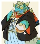 anthro asian_clothing clothing east_asian_clothing eating eyebrows food horn japanese_clothing kimono male offering_food okonomiyaki overweight solo thick_eyebrows okudami lifewonders mythology tokyo_afterschool_summoners cipactli_(tas) dragon mythological_creature mythological_scalie scalie