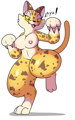 anthro breasts claws countershading eyeshadow female fur makeup simple_background smile solo spots thick_thighs white_background wide_hips kingbeast kirby_(series) kirby_and_the_forgotten_land nintendo clawroline felid leopard mammal pantherine absurd_res hi_res