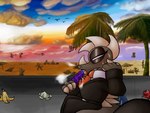 anthro beach belt bench black_belt black_bottomwear black_clothing black_eyeshadow black_pants black_suit blush bodily_fluids bottomwear breath business_suit claws clothing cloud collared_shirt dripping eating eyelashes eyeshadow facial_horn femboy first_person_view food hand_on_cheek head_horn heat_(temperature) holding_food holding_object holding_popsicle horn licking_popsicle looking_down looking_pleasured makeup male messy narrowed_eyes necktie nose_horn on_bench palm_tree pants plant popsicle popsicle_in_mouth popsicle_melting red_necktie saliva saliva_drip shirt side_view sitting sitting_on_bench sky skyscape solo_focus spiked_back suit sunset sweat tail tongue toony topwear trash tree white_clothing white_shirt white_topwear anonymous_artist angirasu dinosaur prehistoric_species reptile scalie 4:3 portrait three-quarter_portrait