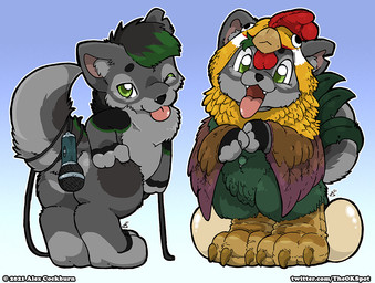anthro black_hair black_nose chibi clothed clothing convenient_censorship egg electronics fingerless_(marking) fur gradient_background green_eyes green_hair grey_body grey_fur hair kigurumi male microphone nude one_eye_closed onesie open_mouth simple_background solo tongue tongue_out wink o-kemono canid canine canis mammal wolf 2021 digital_drawing_(artwork) digital_media_(artwork)