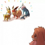 1:1 ambiguous_gender aruberutoo bodily_fluids canid canine crying eevee eeveelution feral flareon generation_1_pokemon group jolteon mammal nintendo pokemon pokemon_(species) simple_background tail tears vaporeon white_background