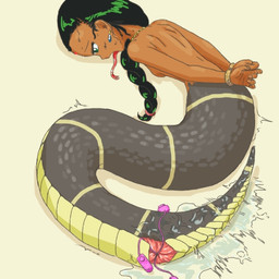 animal_genitalia apode blue_eyes bodily_fluids bound braided_hair breasts cloaca cloacal cloacal_penetration ear_piercing female forked_tongue genital_fluids genitals green_hair hair hands_behind_back hands_tied jewelry legless loli long_tongue multiple_insertions necklace nude penetration piercing scales serpentine sex_toy shaking side_boob solo split_form submissive submissive_female tongue tongue_out trembling triple_cloacal triple_penetration vaginal_fluids vibrator young young_female young_humanoid akai draconcopode humanoid lamia reptile scalie snake 1:1