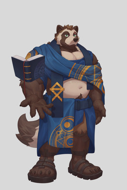 anthro barazoku belly belt black_claws body_hair claws clothing eye_scar facial_scar fluffy fluffy_tail footwear happy_trail levitating_object magic_user male musclegut muscular muscular_legs navel open_hand paws pec_cleavage pecs robe sandals scar scarf shoes solo tail ronci arcane_shop rocky_(arcane_shop) canid canine mammal raccoon_dog tanuki hi_res