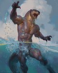 5_fingers abs anthro biped brown_body brown_fur bubble claws convenient_censorship finger_claws fingers fur male muscular muscular_anthro neck_tuft nipples nude open_mouth partially_submerged pecs realistic solo swimming tail tuft water wet whiskers taran_fiddler weretober weretober2024 mammal mustelid otter river_otter werecreature weremustelid wereotter 2024 4:5 hi_res signature