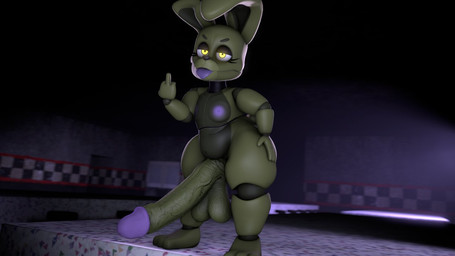 3_toes 4_fingers anthro balls big_balls big_penis black_nose erection eyelashes feet fingers front_view furniture genitals gesture glans grey_body hand_gesture hand_on_hip hand_on_own_hip huge_penis humanoid_genitalia humanoid_penis hyper hyper_genitalia hyper_penis inside long_ears looking_at_viewer machine male middle_finger moobs multicolored_body nipples nude nude_anthro nude_male on_table penis pose purple_glans purple_nipples purple_tongue shortstack shortstack_male small_but_hung solo standing standing_on_table table thick_thighs three-quarter_view toes tongue tongue_out two_tone_body vein veiny_penis yellow_body yellow_ears yellow_eyes yellow_penis sfmmations spacebaron_(modeler) five_nights_at_freddy's five_nights_at_freddy's_4 scottgames plushtrap_(fnaf) animatronic lagomorph leporid mammal rabbit robot robot_anthro 16:9 2025 3d_(artwork) digital_media_(artwork) widescreen