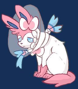ambiguous_gender blue_body blue_eyes blue_fur blue_sclera cone_of_shame feral frown fur medical_instrument multicolored_body multicolored_fur paws pink_body pink_fur pink_tail ribbons sad scientific_instrument simple_background solo tail transparent_background white_body white_fur unknown_artist nintendo pokemon eeveelution generation_6_pokemon pokemon_(species) sylveon 2018 aliasing alpha_channel digital_media_(artwork)