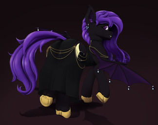 black_body bodily_fluids butt clothed clothing cutie_mark dress female feral fluffy genital_fluids genitals hair hooves presenting presenting_hindquarters purple_eyes purple_hair quadruped translucent translucent_clothing vaginal_fluids vulva white_sclera thehuskylord hasbro my_little_pony bat_pony equid mammal absurd_res hi_res