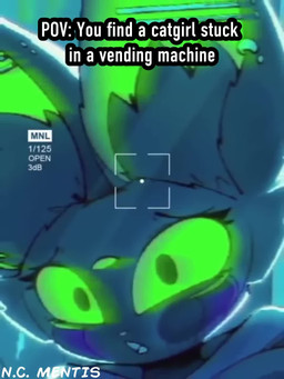 anthro big_breasts bra breast_expansion breasts camera camera_view clothing expansion female female_anthro looking_at_viewer machine solo suggestive text thick_thighs underwear vending_machine video_camera wardrobe_malfunction arzy_parzy n.c._mentis monster_energy vhs velvet_(arzyparzy) felid feline mammal 3:4 animated animation_meme english_audio english_text hi_res meme short_playtime sound video
