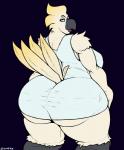 anthro beak big_butt breasts butt clothing dress feathers female huge_butt solo tail tail_feathers elektr0 femlek_(elektr0) avian bird absurd_res hi_res