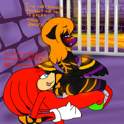 anthro anthro_on_anthro anus arched_back bangs bioluminescence black_body black_feathers black_fur black_nose black_tail black_wings blue_eyes blush bodily_fluids breasts butt butt_wings clothing cum cum_in_vagina cum_inside cum_on_penis dialogue dreadlocks duo erection eyebrow_through_hair eyebrows eyelashes facial_markings feathered_wings feathers female female_on_top female_penetrated footwear fur fur_markings genital_fluids genitals glistening glistening_eyes glistening_nose gloves glowing glowing_anus glowing_body glowing_eyes glowing_feathers glowing_genitalia glowing_markings glowing_vulva glowing_wings green_clothing green_footwear green_shoes grey_clothing grey_footwear grey_shoes hair half-closed_eyes handwear head_markings humanoid_genitalia humanoid_vulva inside lava long_eyelashes long_hair long_tail looking_at_another looking_at_partner looking_back looking_pleasured lying male male/female male_on_bottom male_penetrating male_penetrating_female marble_zone markings medium_breasts mostly_nude multicolored_body multicolored_clothing multicolored_feathers multicolored_footwear multicolored_fur multicolored_markings multicolored_shoes multicolored_wings muzzle_(marking) narrowed_eyes nipples nude on_back on_bottom on_top open_mouth open_smile orange_anus orange_body orange_feathers orange_fur orange_hair orange_markings orange_spots orange_tail orange_vulva orange_wings penetration penis pink_eyes pink_penis pink_tongue pivoted_ears plump_labia pointy_ears prick_ears prison purple_body purple_eyes purple_feathers purple_fur purple_markings purple_nipples purple_wings question rear_view red_body red_clothing red_footwear red_fur red_hair red_shoes reverse_cowgirl_position sex shoes slim small_waist smile snout snout_markings spiked_gloves spikes spots spotted_markings spotted_tail spread_wings striped_body striped_feathers striped_fur striped_wings stripes tail tail_markings tan_body tan_fur text thick_tail tongue translucent translucent_hair unusual_wing_placement vulva wavy_hair white_clothing white_gloves white_handwear wings xskullstomperx mythology sega sonic_the_hedgehog_(series) akatsuki_nokuro knuckles_the_echidna dragon echidna furred_dragon furred_scalie mammal monotreme mythological_creature mythological_scalie reptile scalie 1:1 2015 english_text hi_res