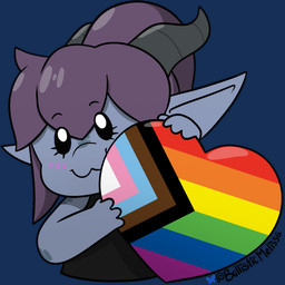anthro chibi female heart_symbol lgbt_pride pride_color_flag pride_colors progress_pride_colors ballisticmelissa lgbt_pride_month mythology kovanni_(ballisticmelissa) dragon mythological_creature mythological_scalie scalie 1:1 alpha_channel